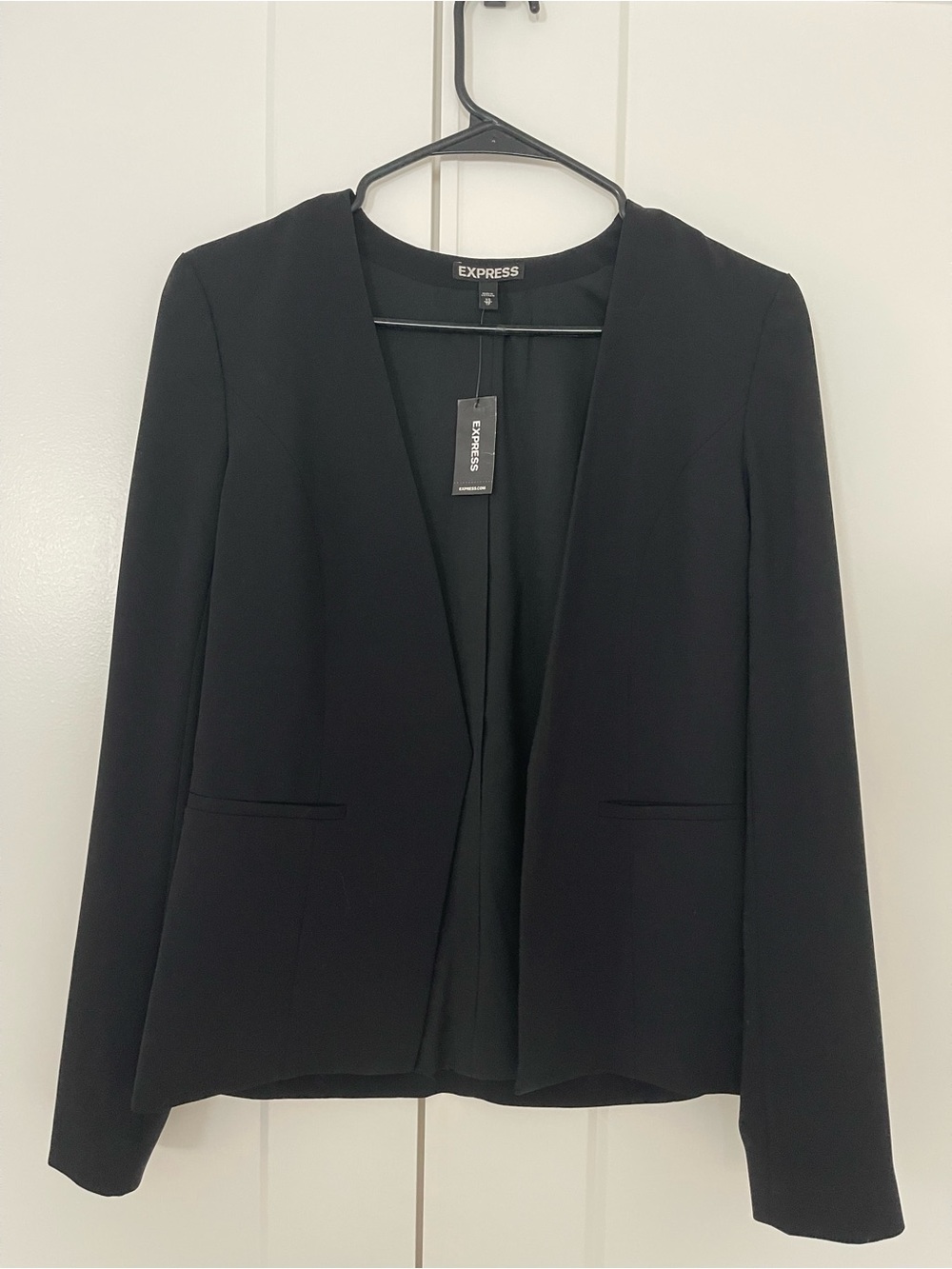 NWT • Express • Black Open-Front Collarless Blazer (Size XS)